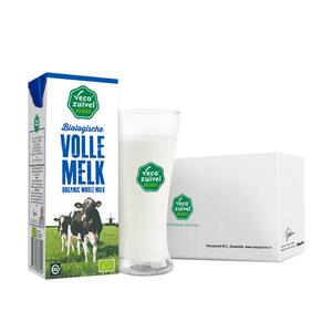 欧盟认证 荷兰进口乐荷vecozuivel全脂有机纯牛奶200ml*24 家庭装