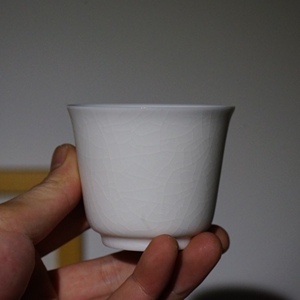 徐孝丰月白汝窑杯 主人杯 薄胎茶杯 纯手工个人杯子陶瓷
