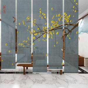 壁画窗帘卷帘升降家用艺术风景全遮光手拉升降客厅卧室办公室挂屏