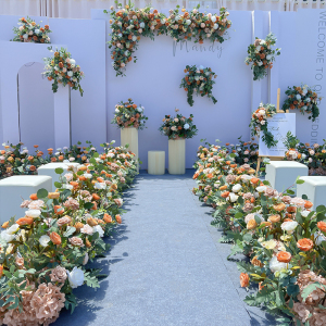 婚庆地排花仿真花婚礼布置橱窗道具新款订婚装饰迎宾路引摆件花排