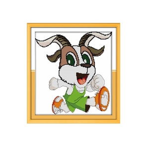 2024新款印花十字绣卡通动物可爱小羊图案刺绣棉线简单初学者挂画