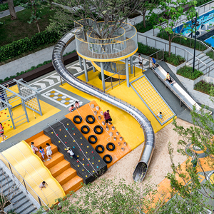 户外不锈钢滑梯定制大型无动力儿童游乐园设备室内外小区设施组合_阿