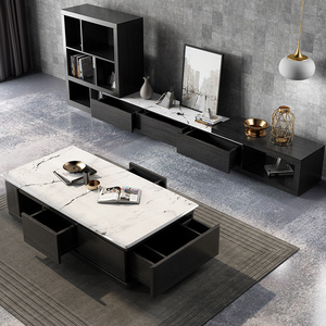 北欧大理石茶几电视柜现代简约极简轻奢小户型家用组合整套家具