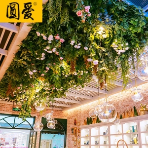 仿真绿植吊顶装饰顶部天花板软装造景网红直播间饭店树藤婚庆假花