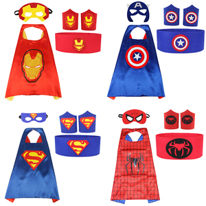 儿童节演出服饰蜘蛛侠美国蝙蝠侠超人队长男女童披风斗篷眼罩套装