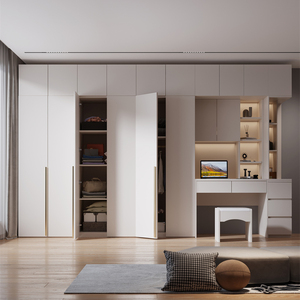 轻奢风衣柜家用卧室莫兰迪白色四六八平开门收纳木质现代简约衣橱