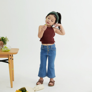 50枫木留丹青小店淘宝女童露肩上衣漏背polo衫挂脖吊带背心外穿夏季