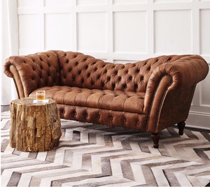 美式皮质拉扣沙发复古工业风单双三人办公室客厅欧式奢华网红家具