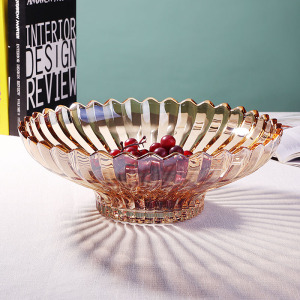 欧式创意轻奢简约高档家用水晶玻璃水果盘客厅待客茶几超大号果盆