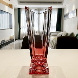 新中式家居复古彩色红色百合水晶玻璃花瓶家用玄关客厅餐桌摆件