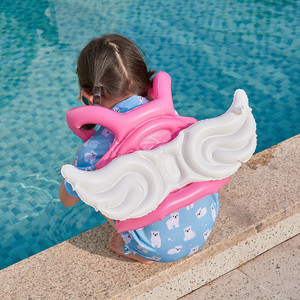 新款儿童游泳圈天使背心翅膀网红充气2-8岁宝宝救生衣浮力衣水袖