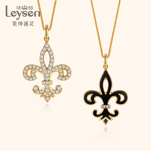 莱绅通灵珠宝 王后系列18k金钻石项链群镶珐琅吊坠双面群镶鸢尾花