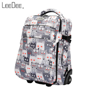 LeeDee大容量宠物花色拉杆背包超轻双肩旅行书包高中学生带轮子