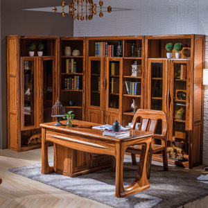 全实木书柜 非洲乌金木书橱现代中式自由组合书柜 新中式转角书柜