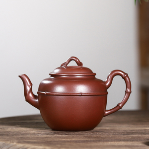 回流紫砂壶早期一厂周桂珍全手工茶壶老壶原矿清水泥线圆竹节壶