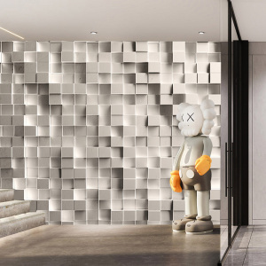 3d立体凹凸不规则几何背景墙纸酒吧网咖墙布办公室展厅健身房壁纸