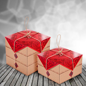 传统老月饼包装盒子三层双层手提8粒糕点老式牛皮纸复古礼盒10套