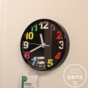 宜家基克挂钟白色彩色个性时钟单面静音时尚家用简约挂表装饰钟表