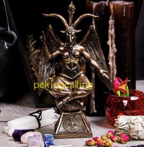 美国正品山羊头恶魔巴弗灭巴风特撒旦baphomet倒逆十字架雕像摆件