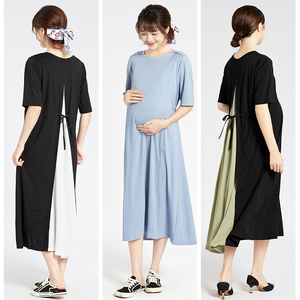 日系设计风孕妇装夏季薄款减龄连衣裙长款大码遮肚子宽松哺乳裙