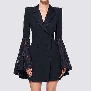 欧洲站2024秋季新款女装黑色时尚欧美小西装外套女设计感西服