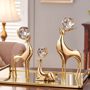 轻奢欧式黄铜鹿摆件客厅简约电视柜家居装饰品送礼高档创意工艺品