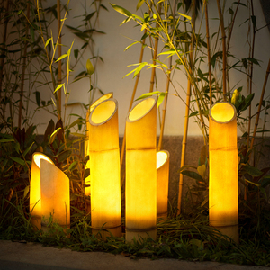 太阳能灯户外发光竹子灯草坪灯装饰布置庭院花园灯民宿仿真竹筒灯
