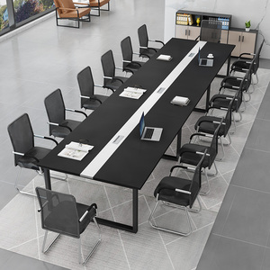 会议桌长桌办公桌椅组合会议室4米3米2.4米6米8米5米3.6黑色桌子