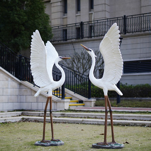 仿真白鹭玻璃钢雕塑园林景观草坪校园假山水池喷泉景观装饰摆件