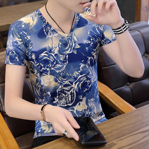 000人付款淘宝短袖t恤男夏季冰丝透明露肉性感男装骚气热天新款男生