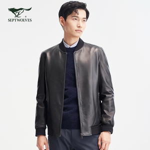 七匹狼男装皮衣真皮