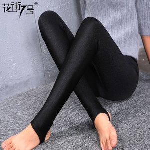 秋冬加绒外穿光泽裤打底裤女紧身小脚九分黑色显瘦弹力健美裤踩脚