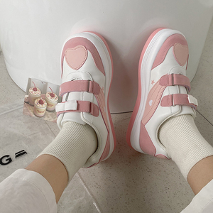 lolita可爱日系软妹jk少女运动鞋休闲百搭爱心牛奶蓝港风大头鞋