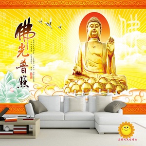无缝大型壁画电视沙发佛堂客厅佛像文化佛光普照背景墙纸壁纸佛祖