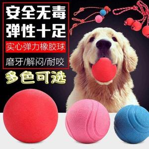 宠物狗狗弹力球耐咬泰迪逗狗磨牙球橡胶萨摩耶训练实心穿绳玩具球