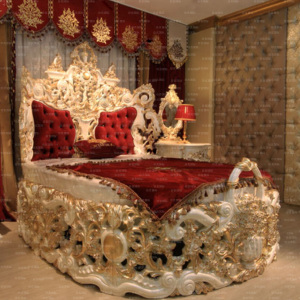 豪华别墅欧式宫廷奢华实木床法式主卧皇帝大圆床双人大床雕花婚床