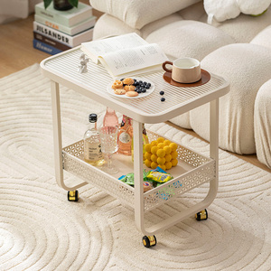 简约现代小户型奶油风可移动沙发边几小茶几侧边桌角几零食小推车