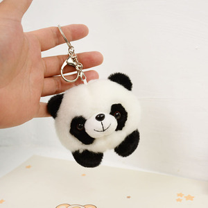 新款创意潮流圆球熊猫玩偶毛绒挂件丑萌国宝公仔钥匙扣礼物包配饰