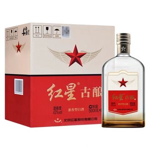 北京红星二锅头白酒 52度古酿 清香型白酒 500ML*6瓶 整箱装