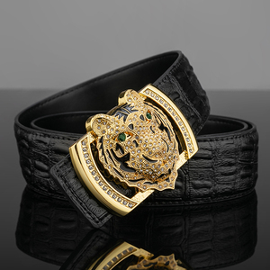 2022本命年男士腰带真皮平滑扣内扣式生肖老虎头皮带年轻人裤带潮