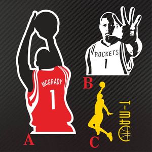 汽车反光贴纸  nba火箭麦迪1号 干拔跳投 奥尼尔 大鲨鱼篮球剪影