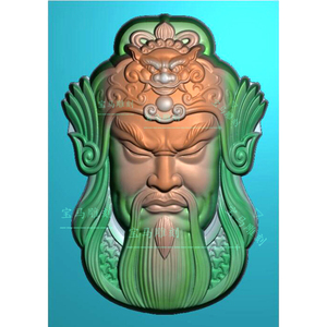 扫描图精雕图关公头挂件浮雕图jdp玉雕图正庄深雕关二爷武财神