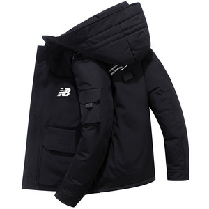 新百伦羽绒服男士短款冬季运动工装保暖nb连帽防寒大码外套男冬装