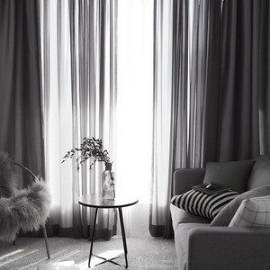 北欧ins工业风灰色遮光窗帘成品 简约现代加厚透光不透人灰色纱帘