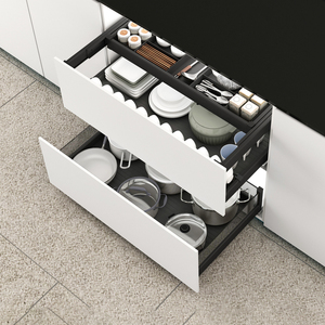 厨房橱柜拉篮双层铝合金抽中抽筷子碗篮碗碟架抽屉式碗柜全铝阻尼