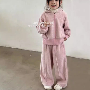 波拉bora韩国童装女童套装韩系女童时尚潮流春装两件套卫衣连帽潮