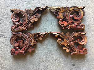 特价木艺民俗老物件建筑构件古董古玩收藏清代金漆老木雕角花雀替