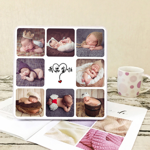宝宝出生照满月照百天照周岁照定制九宫格摆台包含洗照片制作相框
