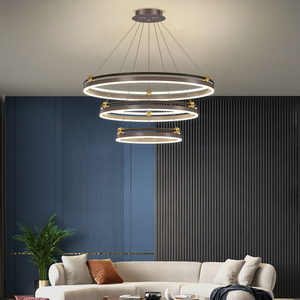 客厅吊灯简约现代轻奢铝材圆环餐厅灯饰大气创意个性卧室书房灯具