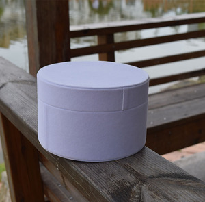 20cm圆形齐盖长毛绒绒布花盒圣诞节平安夜生日礼物礼品盒围巾礼盒